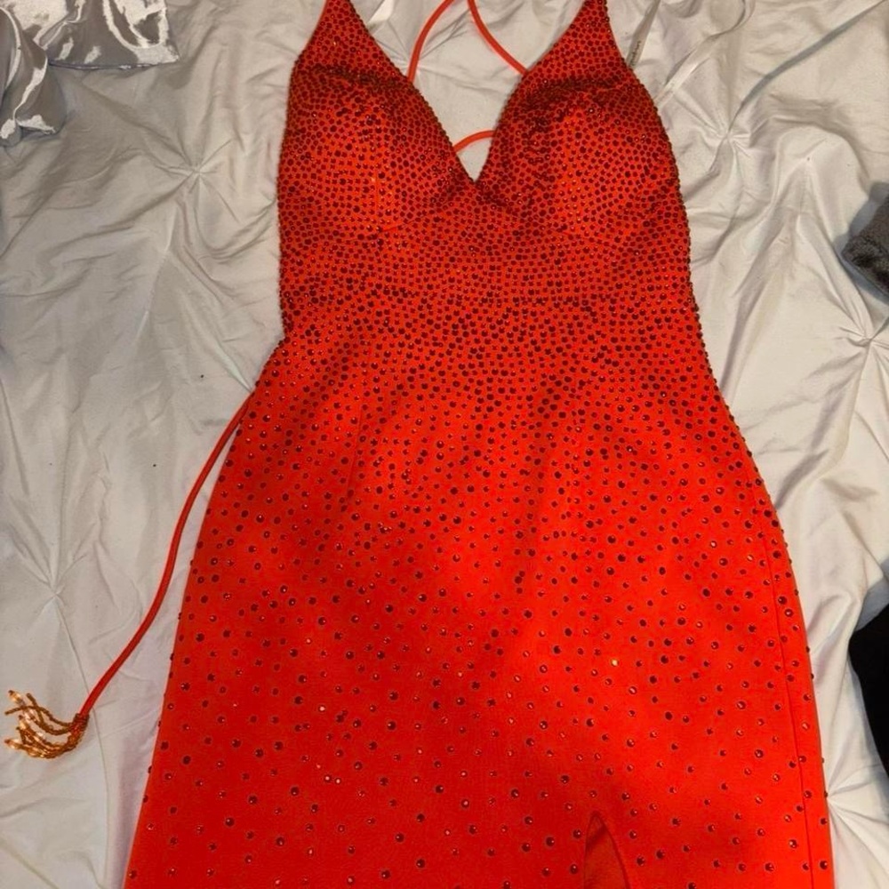 Sherri Hill Vibrant Red Backless Dress